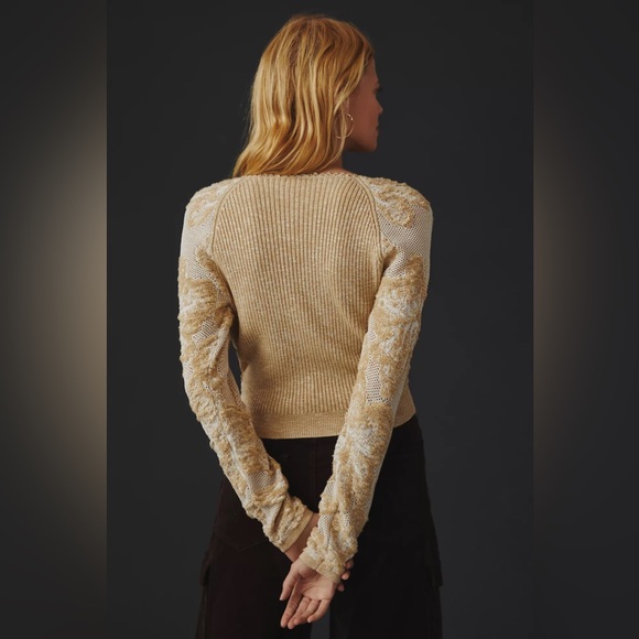 Anthropologie Gold and Cream Women's Sweater - Picture 2 of 8